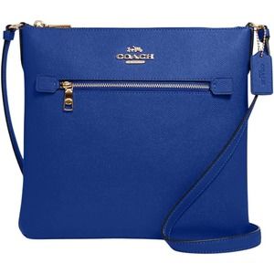 Rowan File Bag Coach Crossbody Signature NWT Canvas Leather sport blue COACH